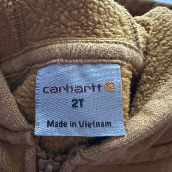 Carhartt Toddler Boys’ Brown Full Zip Hoodie Sweatshirt Sherpa Lined Size 2T - Picture 6 of 7